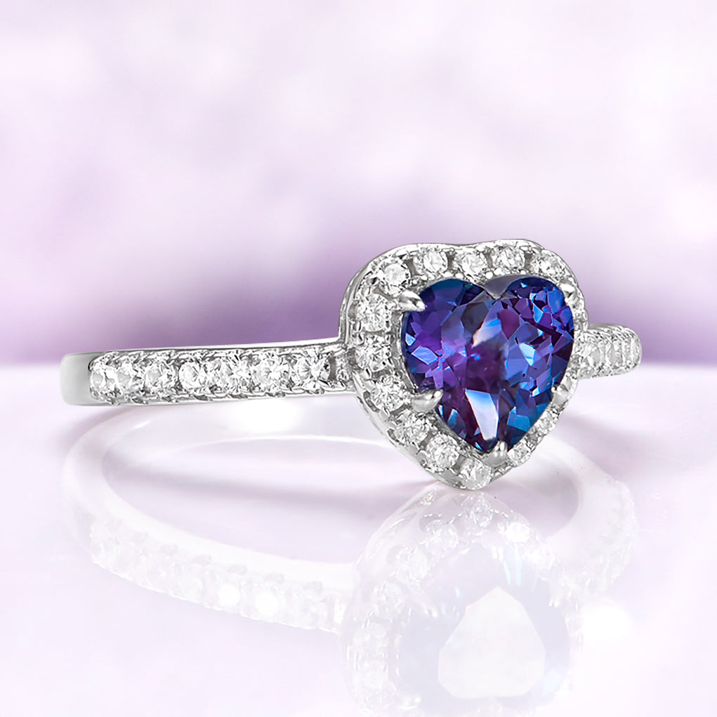 Heart Alexandrite Promise Ring in Sterling Silver