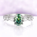 Pacific Green Moissanite Engagement Ring in Sterling Silver